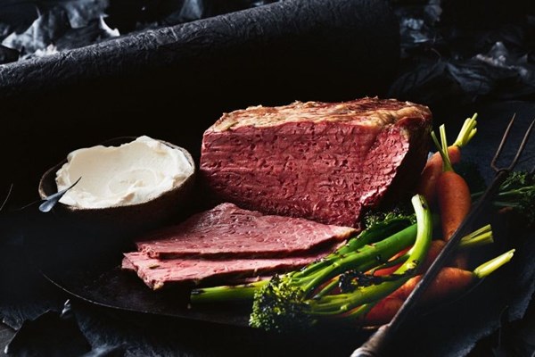 Wagyu corned beef with horseradish crème fraîche 