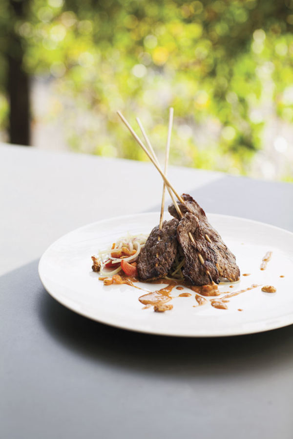 Wagyu satay with green papaya salad & Texas peanut sauce