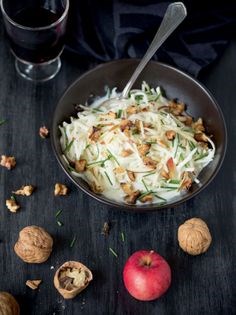 Waldorf salad with caramelised nuts