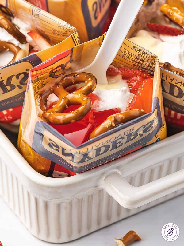 Walking strawberry pretzel salad