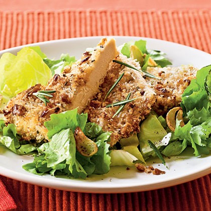 Walnut and rosemary oven-fried chicken