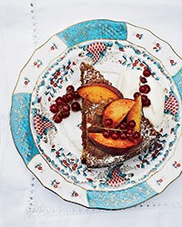 Walnut cake with apricot preserves