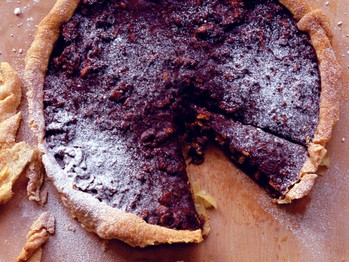 Walnut, chocolate, and honey tart