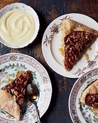 Walnut galette with bourbon-vanilla custard
