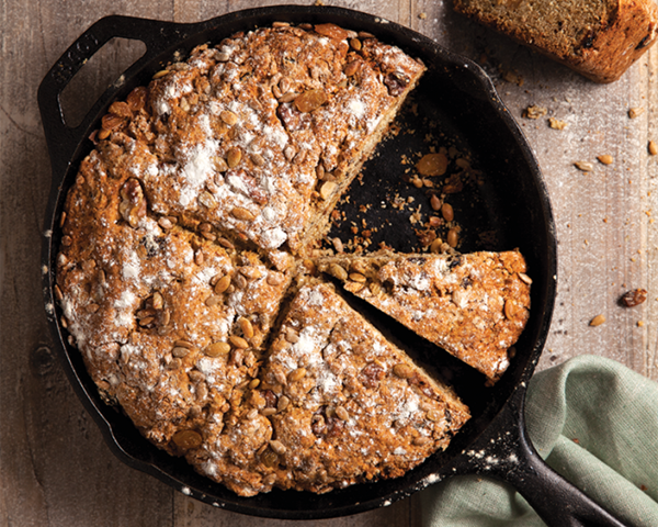 Walnut golden raisin soda bread