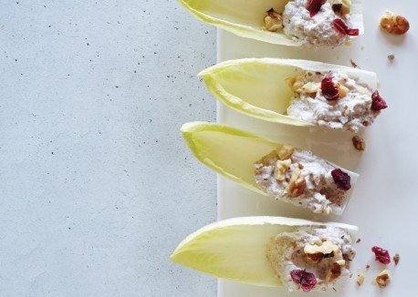 Walnut-horseradish cheese in endive petals