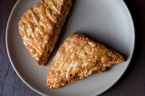 Walnut sage scones with brown butter maple glaze