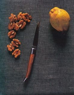 Walnut salad with poached quince