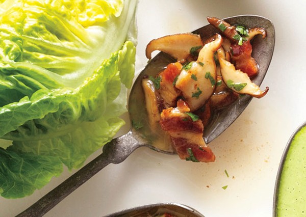 Warm bacon-mushroom vinaigrette