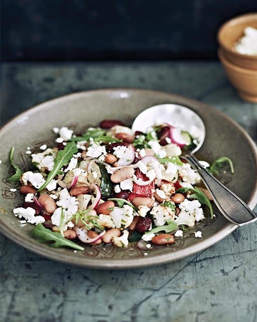 Warm bean & root vegetable salad