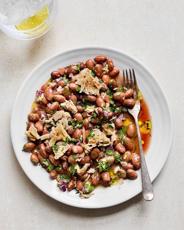 Warm borlotti bean and tuna salad 
