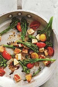Warm broccoli and halloumi salad