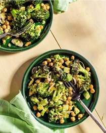 Warm broccoli, chickpea, and avocado salad