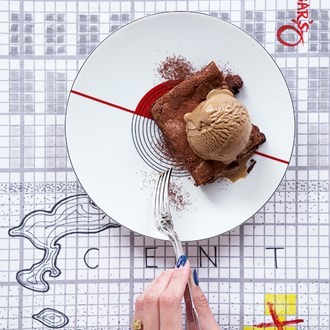 Warm brownies with espresso ice cream