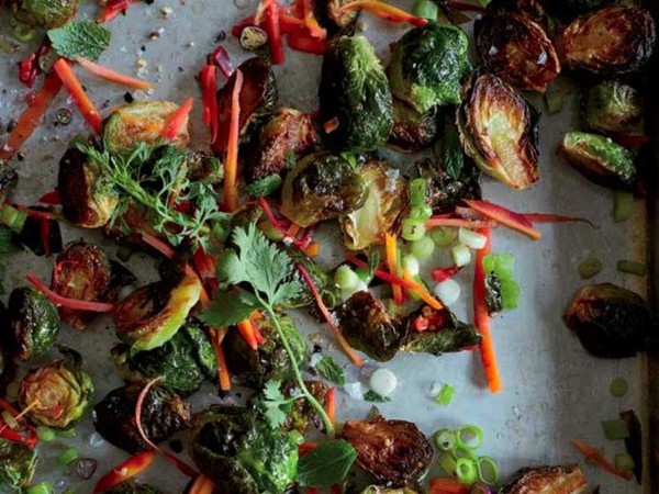 Warm Brussels sprouts with honey, caraway & lime