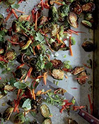 Warm Brussels sprouts with honey, caraway and lime