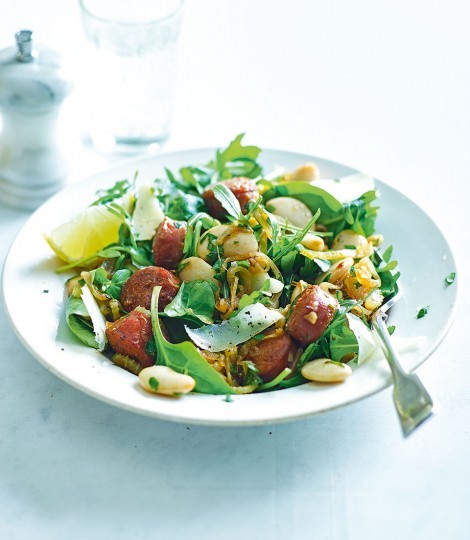Warm butter bean salad with chorizo