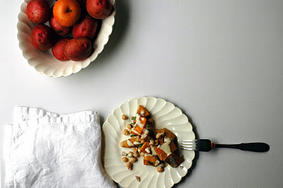 Warm butternut and chickpea salad with tahini