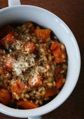 Warm butternut squash and wheatberry salad