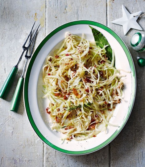 Warm cabbage and pancetta slaw