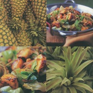 Warm cabbage salad with pineapple and peanuts