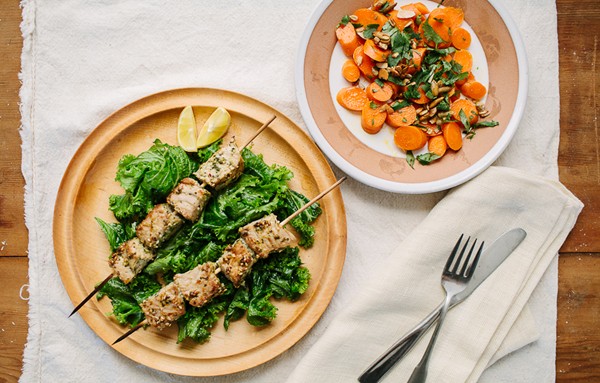 Warm carrot salad with spiced pepita and cashew crunch