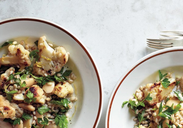 Warm cauliflower and herbed barley salad