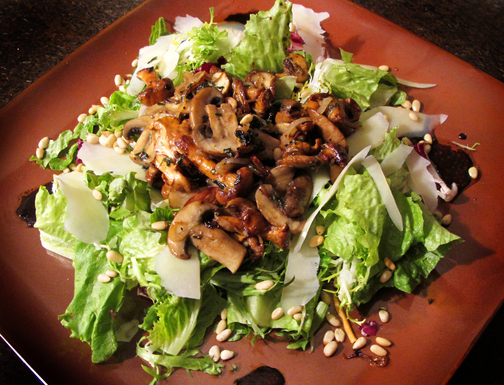 Warm chantrelle salad with escarole and pecorino Romano