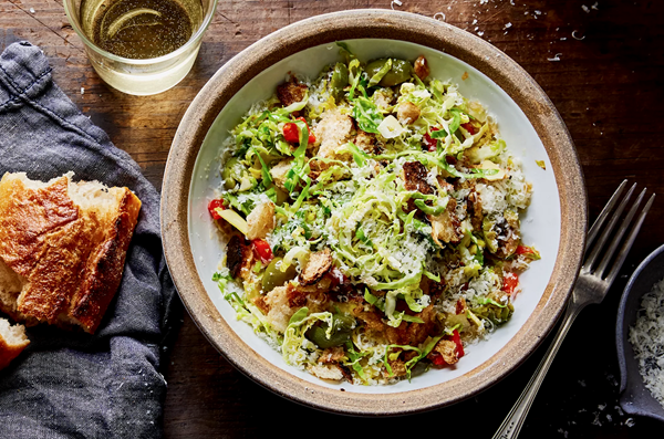 Warm, cheesy Brussels sprouts salad 