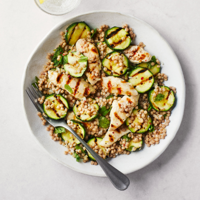 Warm chicken & courgette salad