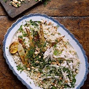 Warm chicken and Jerusalem artichoke pilaf