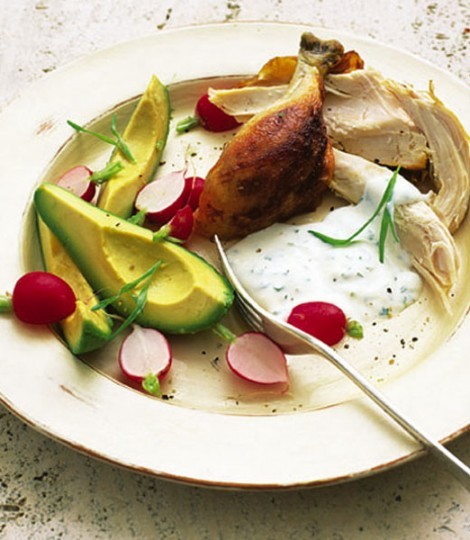 Warm chicken salad with tarragon mayo