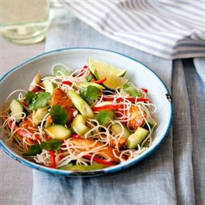Warm chilli chicken Vietnamese noodle salad