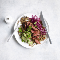 Warm chipotle steak and grain salad