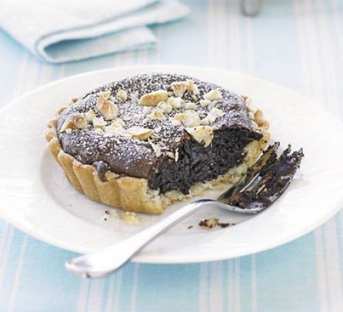 Warm chocolate & macadamia nut tarts