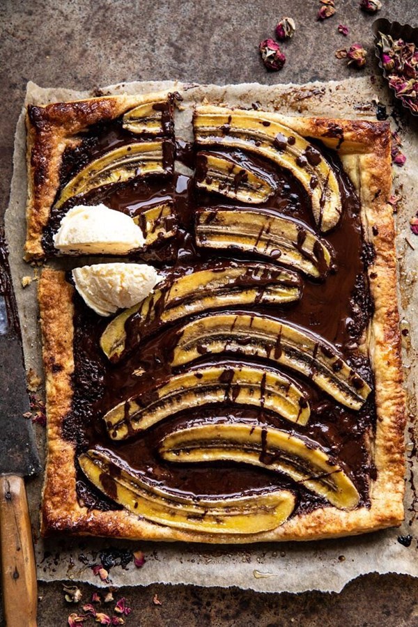 Warm chocolate banana galette