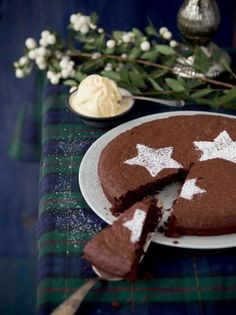 Warm chocolate cake with vanilla ice cream