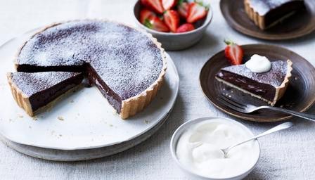 Warm chocolate fondant tart