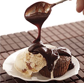 Warm chocolate-stout brownie sundaes