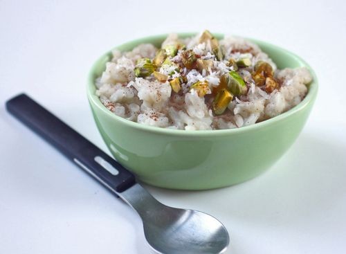 Warm coconut rice pudding