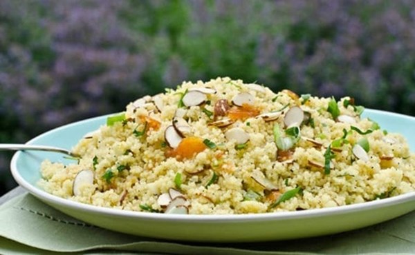 Warm couscous salad with apricot vinaigrette