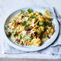 Warm curried mackerel salad