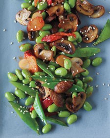Warm edamame salad