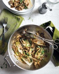 Warm endive and oyster mushroom salad [Annaliese Bischoff]