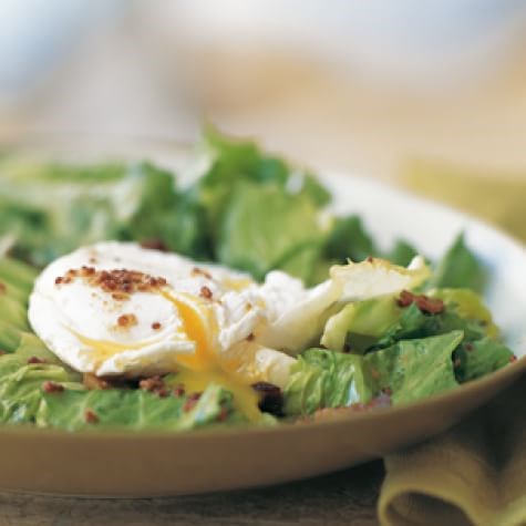 Warm escarole, egg & bacon salad