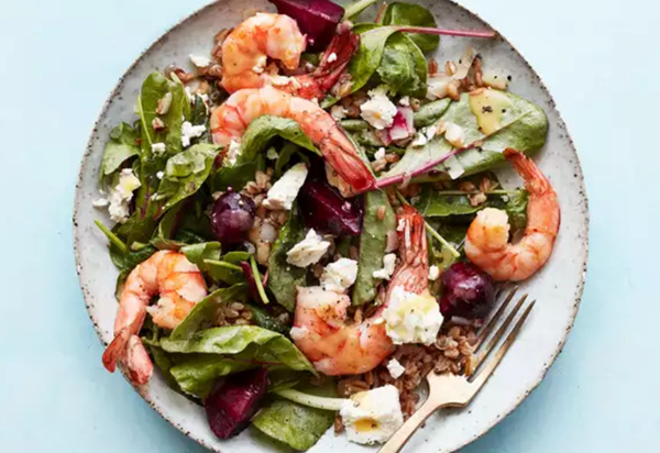 Warm farro-and-winter-greens salad