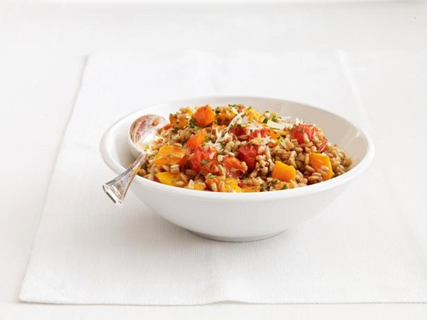 Warm farro salad