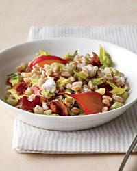 Warm farro salad with braised radishes