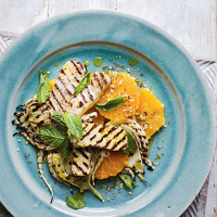 Warm fennel, orange and halloumi salad 