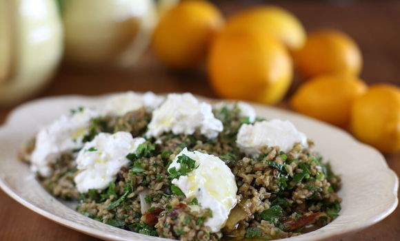 Warm freekah salad with preserved lemon